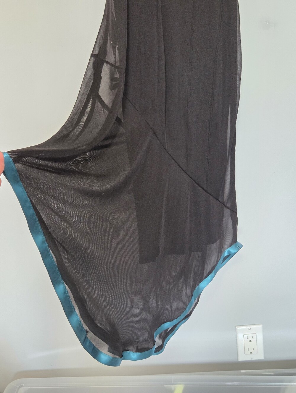 Vintage Mariposa Black Mesh Teal Midi Dress Floral Embroidery Y2K Sz M Fits S - Picture 6 of 14
